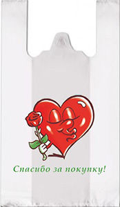 Полиэтиленовый пакет Сердце с розой  27+15х47х10 100/5000 в Нижнем Новгороде - купить оптом от производителя ПК Котово Полимер